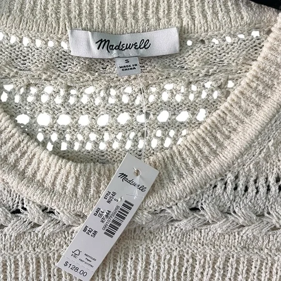 Madewell Scalloped-Trim Sweater Tee, Ivory Size - Picture 5 of 7